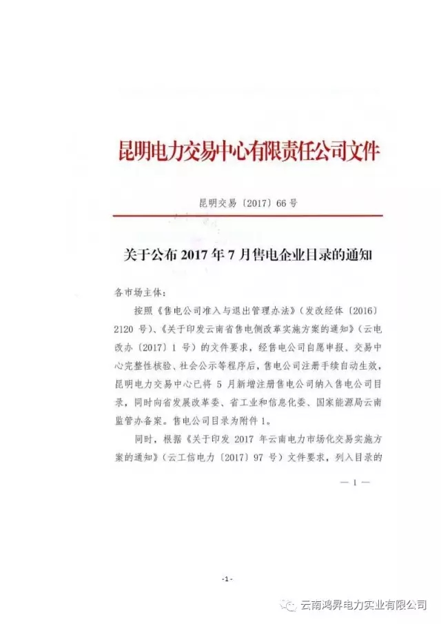 云南鴻昇電力實(shí)業(yè)有限公司售電業(yè)務(wù)概述