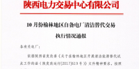 陜西省2017年10、11月份榆林地區(qū)自備電廠清潔替代交易執(zhí)行情況