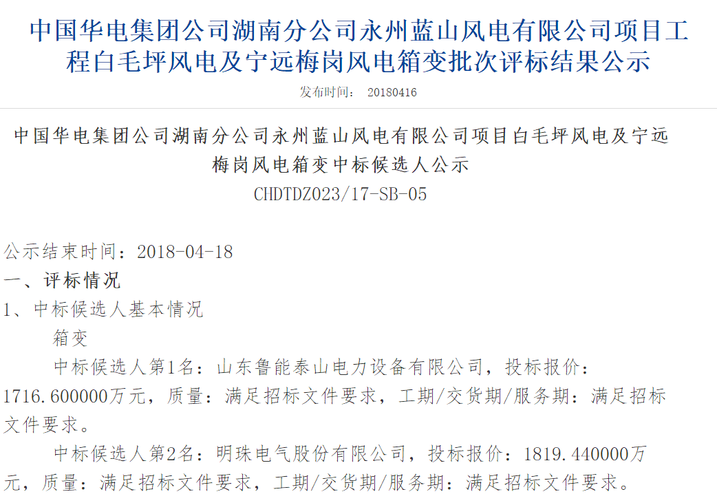 速看丨華電集團(tuán)4個(gè)風(fēng)電項(xiàng)目中標(biāo)候選人及報(bào)價(jià)公示！
