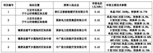 18家企業(yè)10個光伏應(yīng)用領(lǐng)跑基地中標(biāo)情況