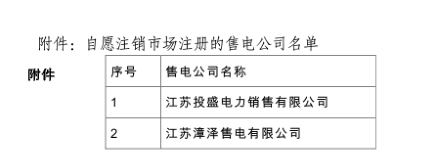 江蘇2家售電公司將被注銷(xiāo)退市