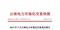 云南2019年9月電力市場交易快報：省內(nèi)直接交易平均價格0.10242元/千瓦時